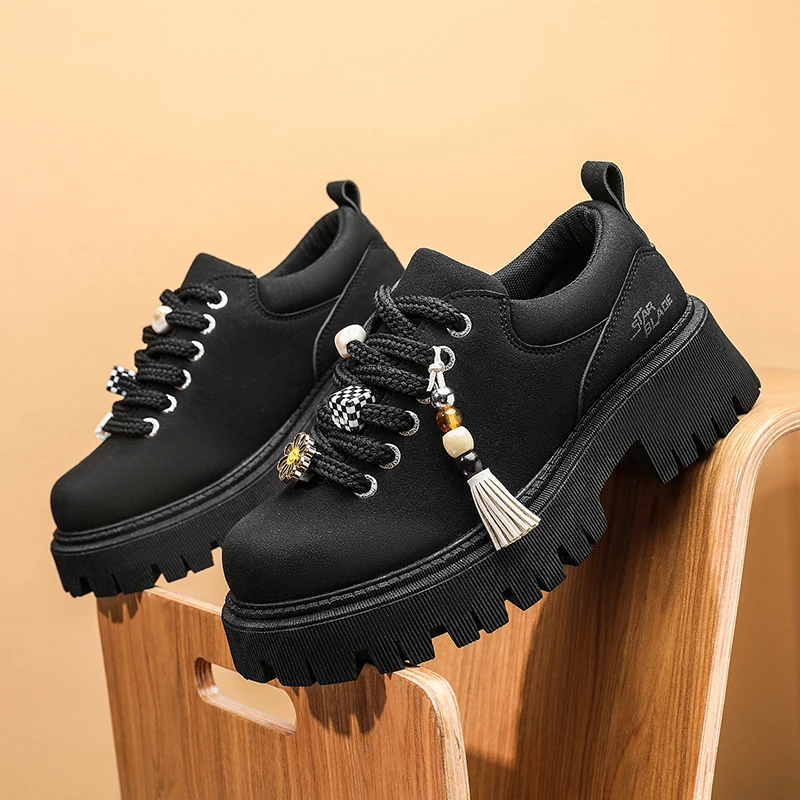 Mesh Casual Men's Shoes Solid Colour Men Sneakers Platform Breathable Male Footwear Autumn Increase Board Youth Tide Black Shoes