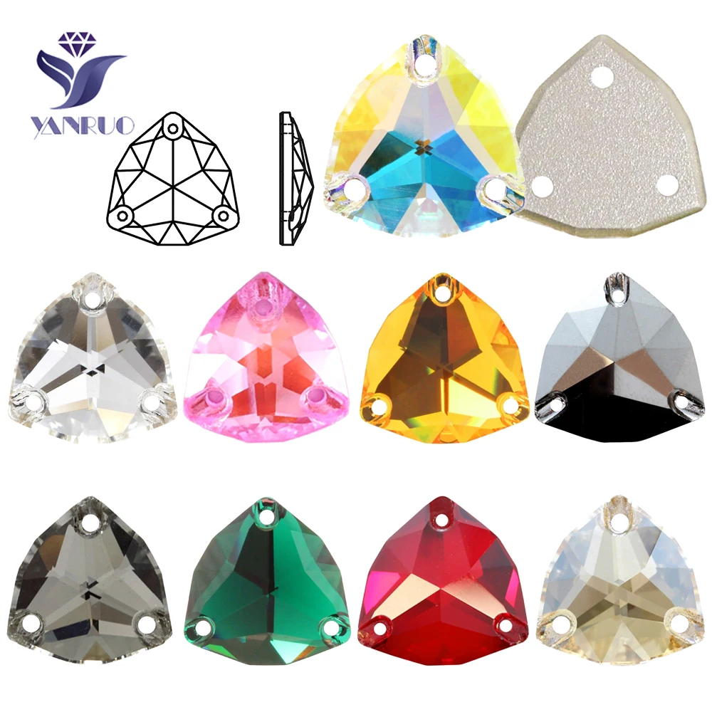 YANRUO Trilliant 6A Hochwertige Neon-Glitzer-Strass-Glassteine zum Aufnähen und Kristalle mit flacher Rückseite, Strass-Nähzubehör