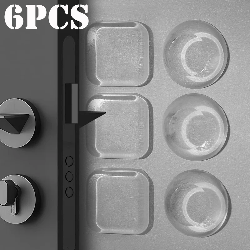 6pcs Silicone Door Stopper Stickers Handle Bumpers Adhesive Mute Anti-Shock Protect Pad Transparent Waterproof Door Stopper Pad