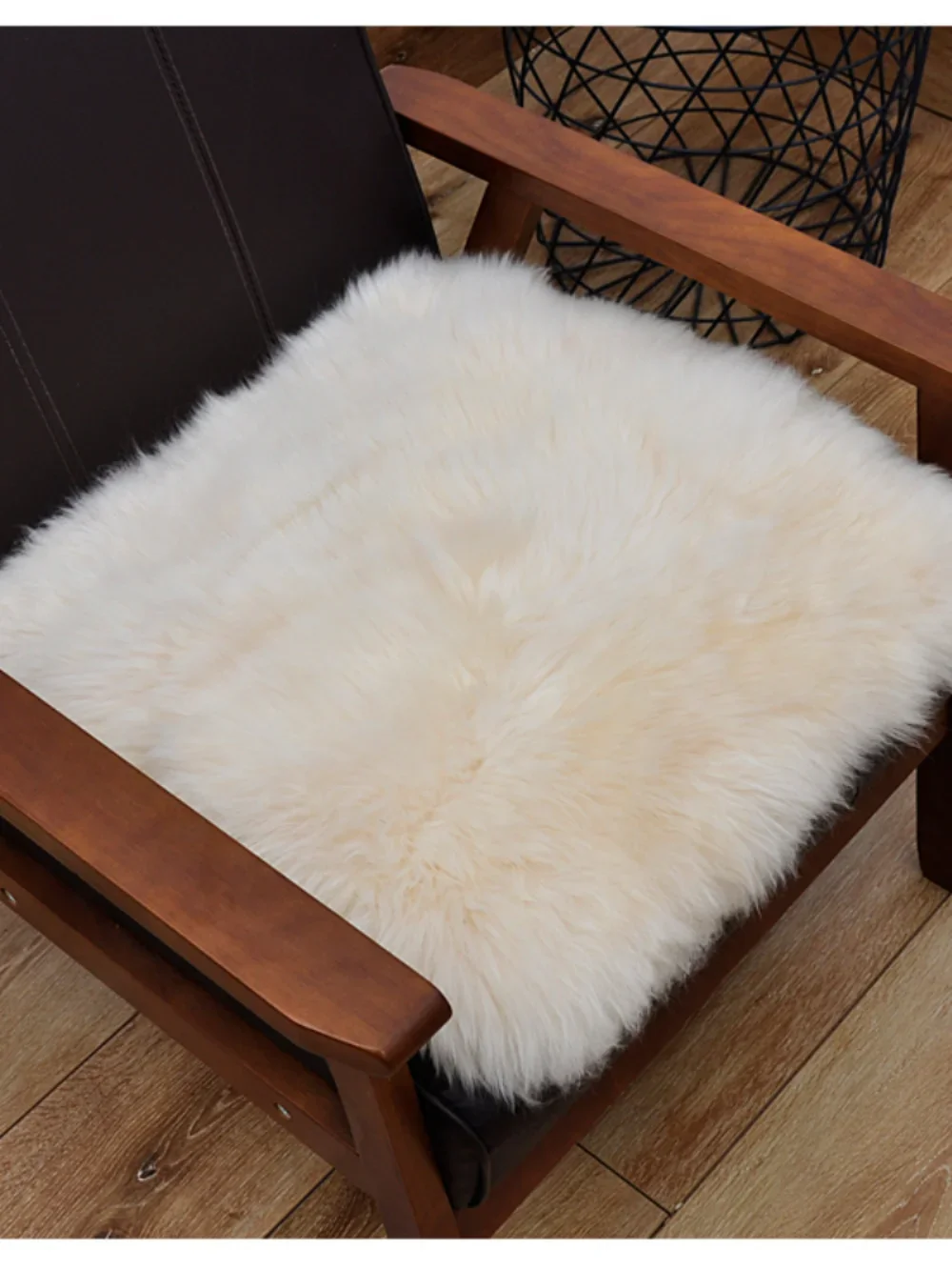 100% Wool Chair Cushion Sheeepskin Sofa Fluffy 45x45cm Nordic Simple Long Hair Office Chair Cushion Thickened