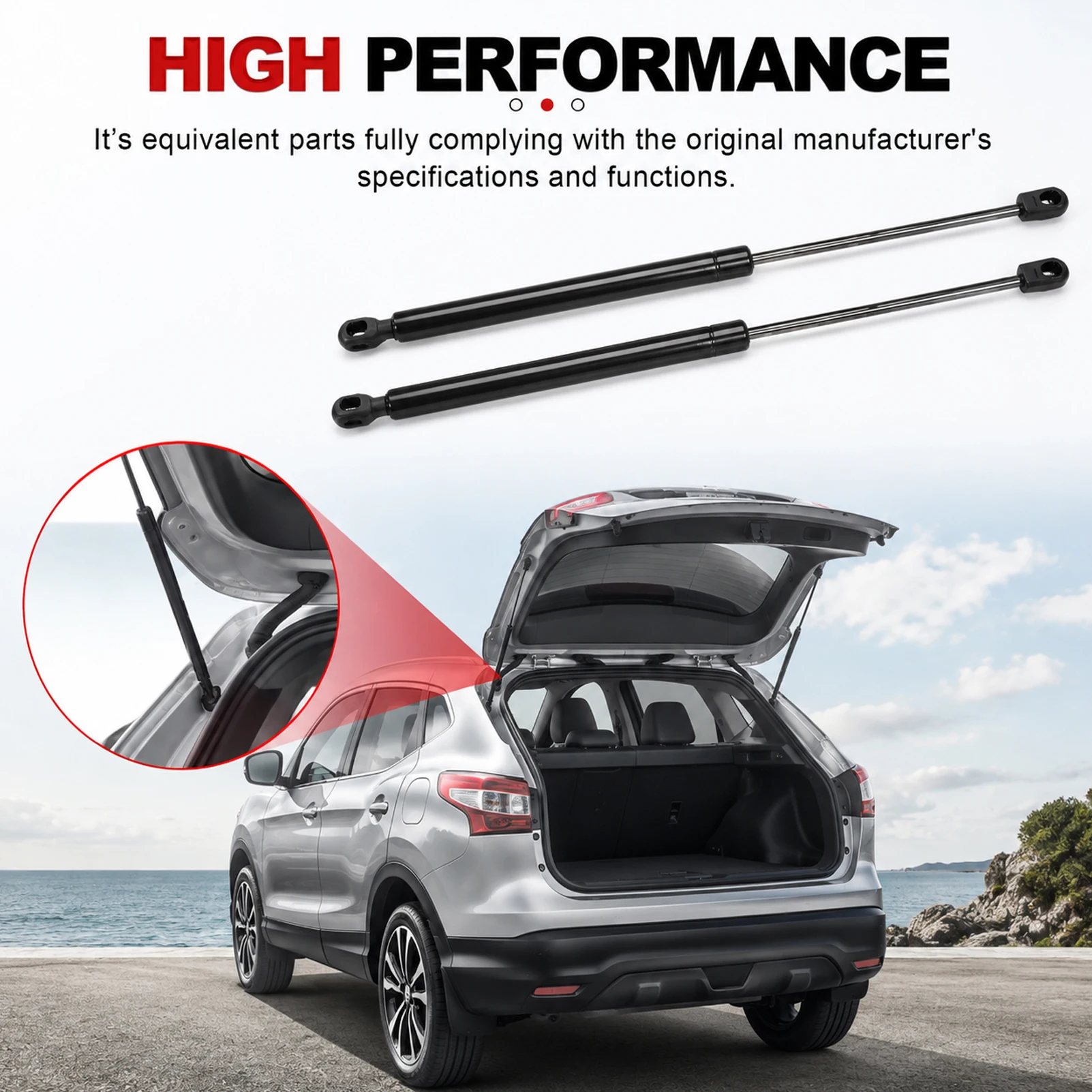 2pcs Rear Trunk Tailgate Strut Boot Lift Support Bars for Nissan Qashqai J11 MK2 2013-2022 Gas Spring Dampers Rod 904504EA0A