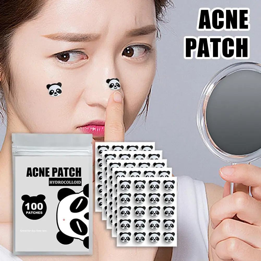 Patch per acne idrocolloidale Patch per brufoli, Patch per copertura dell'acne a forma di panda carino per punti dell'acne invisibili per il viso, 100 cerotti