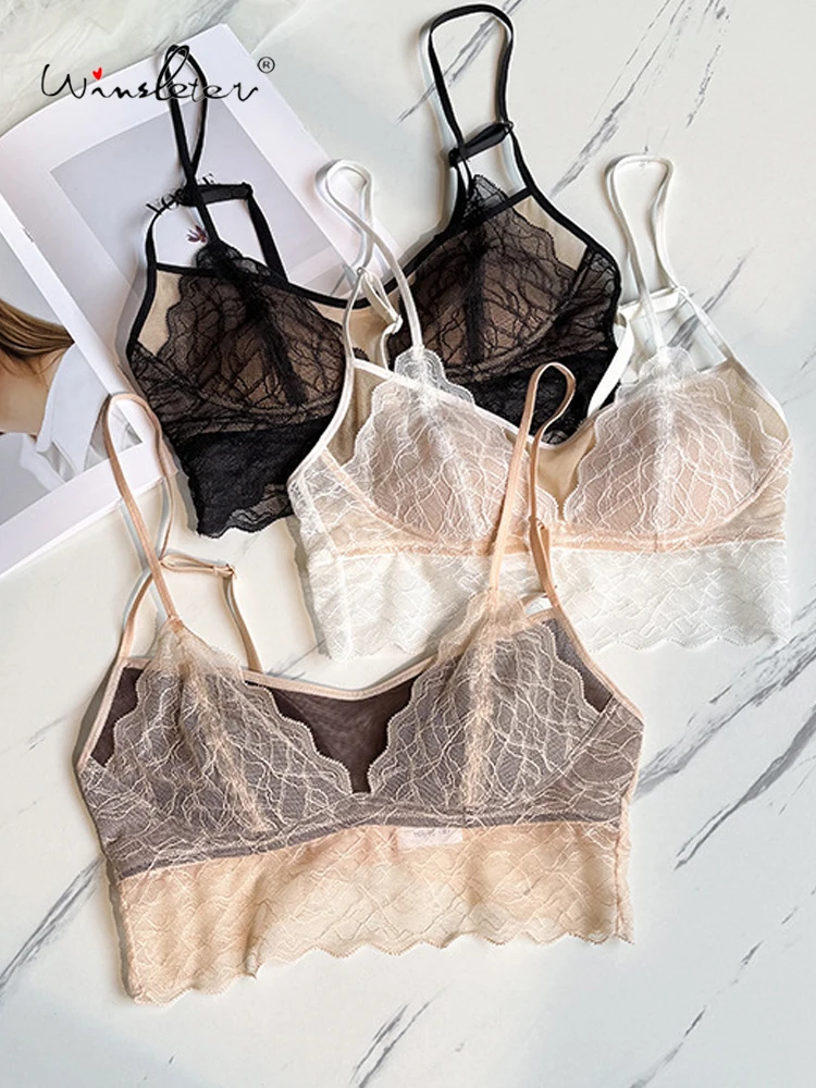 

Сексуальный шелковый бюстгальтер Winsleter-Lining 91%, женское кружево без косточек, французское удобное дышащее нижнее белье-жилет, новинка осени 2023 года P58933CC