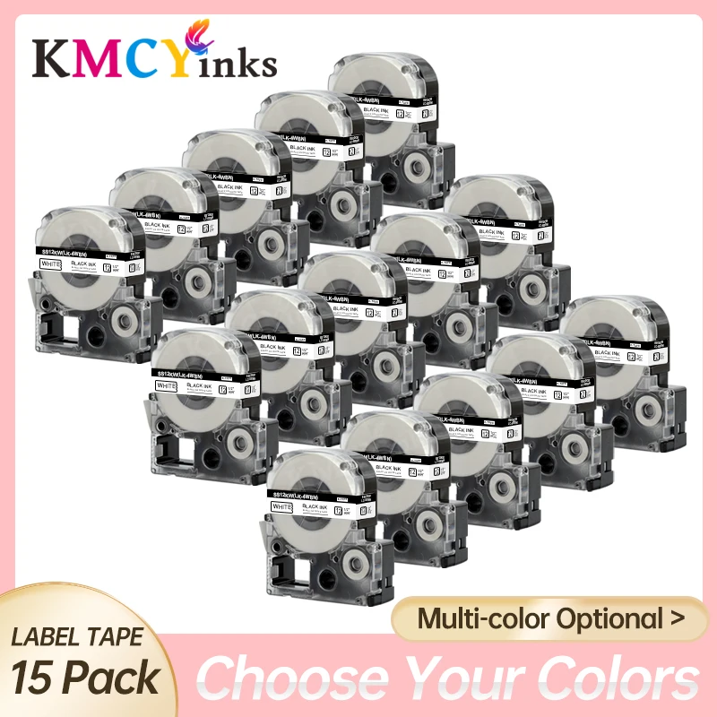 

KMCYinks 15x SS12KW Label Replace for Epson ST12KW SC12RW SC12YW SC12BW SS9KW SS6KW Label Tape for Epson LW-400 300 Label Maker