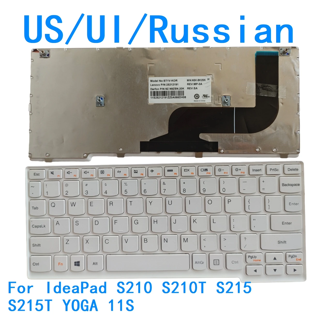 New US UI Russian Language  Keyboard For Lenovo IdeaPad S210 S210T S215 S215T YOGA 11S Notebook PC Replacement Keyboard