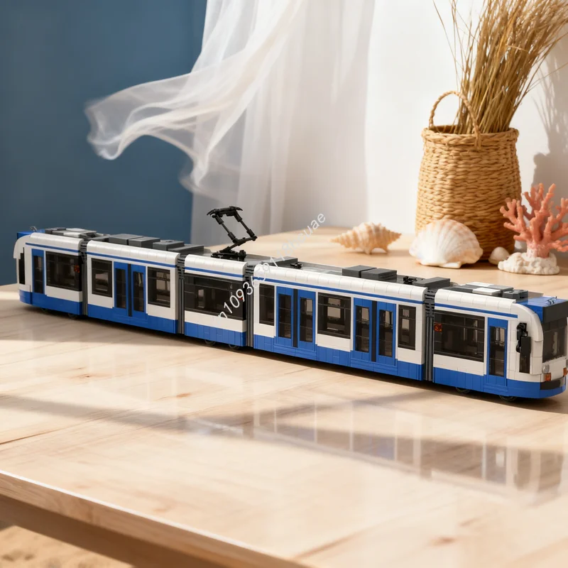 

1398pcs MOC Train Combino Tram City GVB Livery Amsterdam Model Building Blocks Architecture Toys Christmas Gifts Education