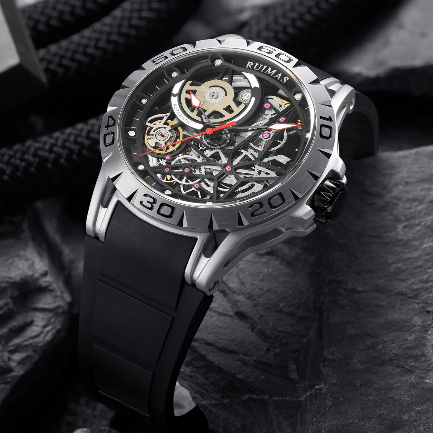 RUIMAS Mechanical Watches for Men Top Brand Luxury Military Clock Wristwatch Waterproof Sport Watch Relogios Masculino 6778