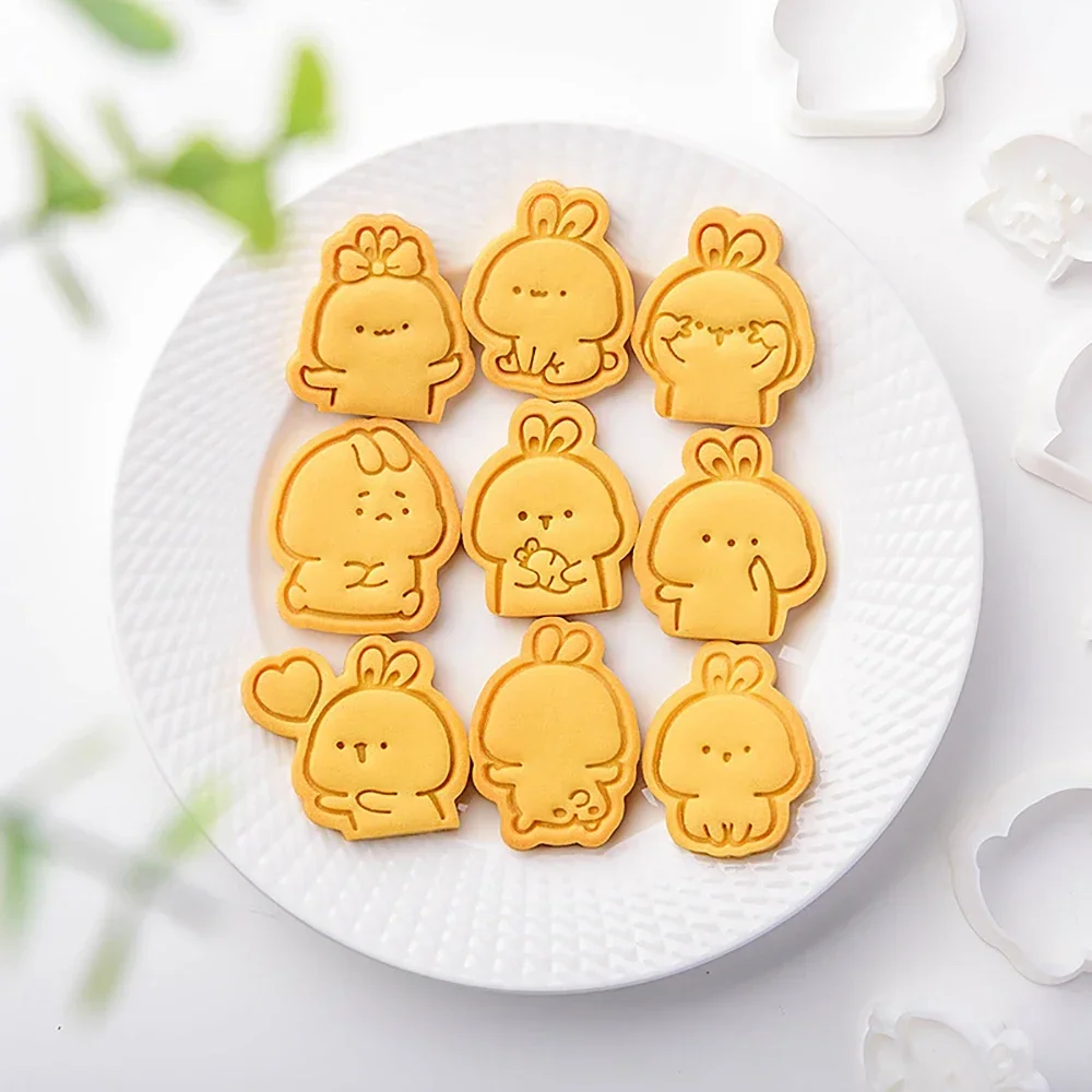 Cute Rabbit Cookie Plunger Cutter Cartoon Baking Mould Cookie Stamp Biscuit DIY Mold Fondant Cake Decorating Tools