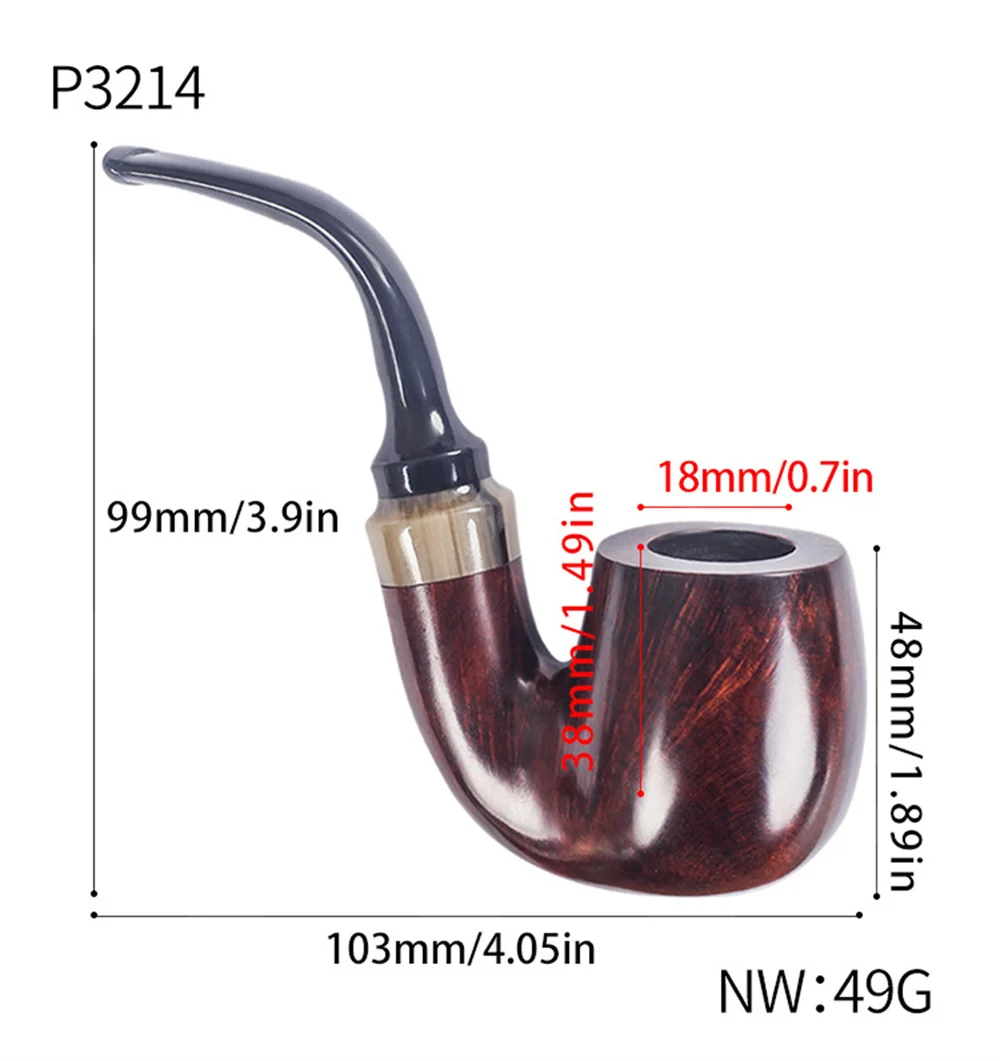 Large Curved Mouth 9mm Filter Flue Bruyere Wood Pipe For Cut Tobacco Retro Gentleman Handmade Smoking Pipe Gift With Accessory