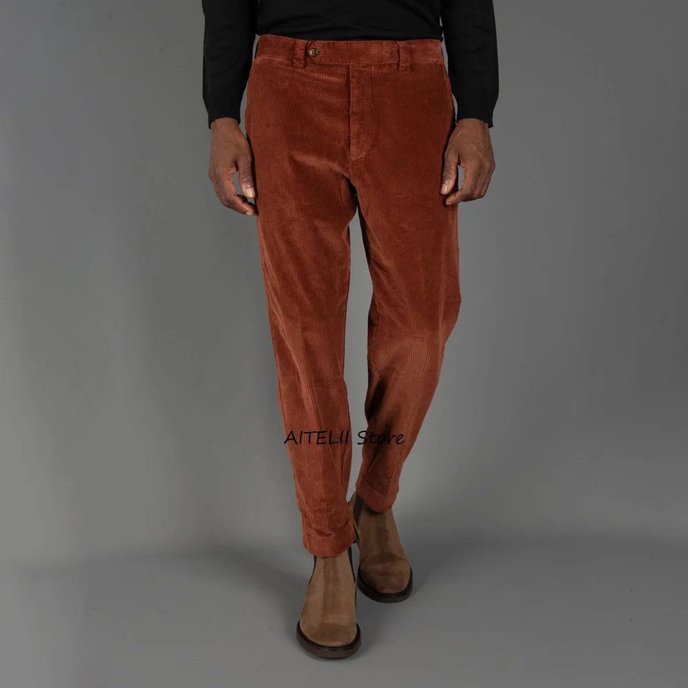 

Work Pants for Man Trousers Corduroy Fabric Straight Leg Men's Tailoring Pants Business Casual Trouser Classic Clothing