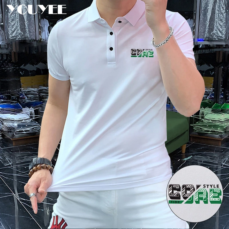 Men\'s Short Sleeved Polo Shirt Pinkycolor Mercerized Cotton Luxury Light Green Fashion Male Lapel Shirt Summer Man Casual Tops