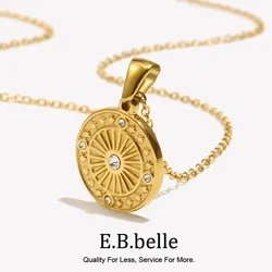 Classcial Minimalist Round Gold Plated Silver Color Coin Necklaces For Women Stainless Steel Waterproof Circle Pendant Collar