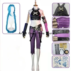 Anime Jinx Arcane Cosplay Costume Crit Jinx Cosplay Loose Cannon Cosplay Outfit Wig Sexy Women Carnival Costume