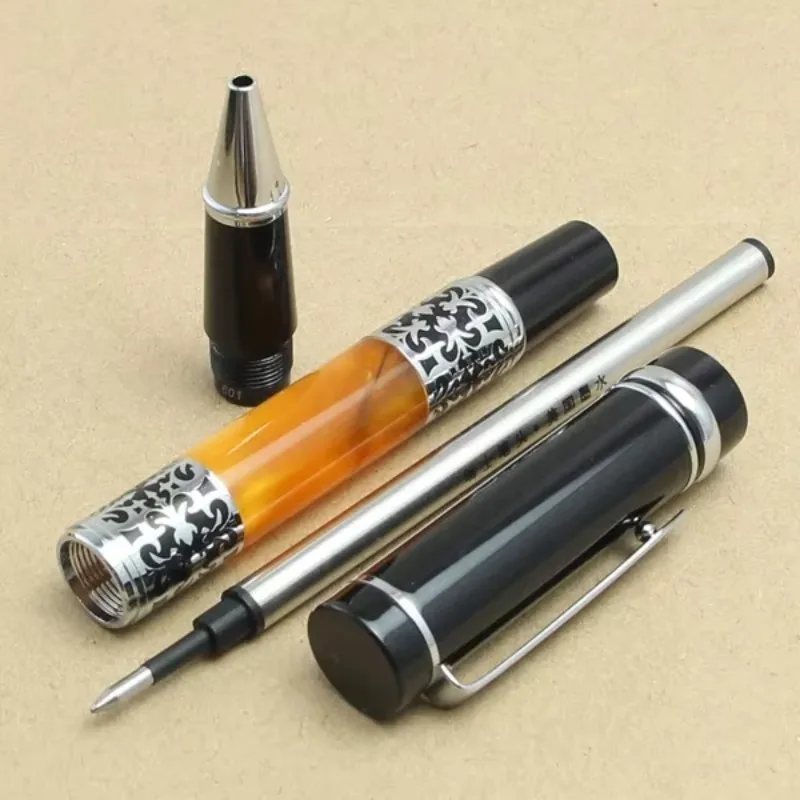 Bookworm 675 Best Design Amber Celluloid Kawaii Rollerball Pen Flower Pattern