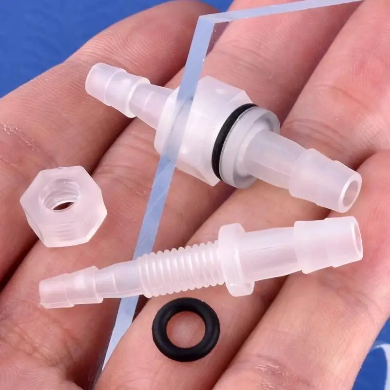 5 Sets Aquarium Tank Air Pump Adapter Go Through Plate Hose Joint M6-M16 To 3-12mm PP Pagoda Direct Connector With Nut ​O-Ring