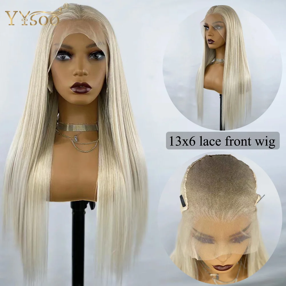 YYsoo Long 60/103 Silky Straight 13x6 Futura Synthetic Lace Front Wigs for Women Japan Heat Resistant Glueless Highlights Wig