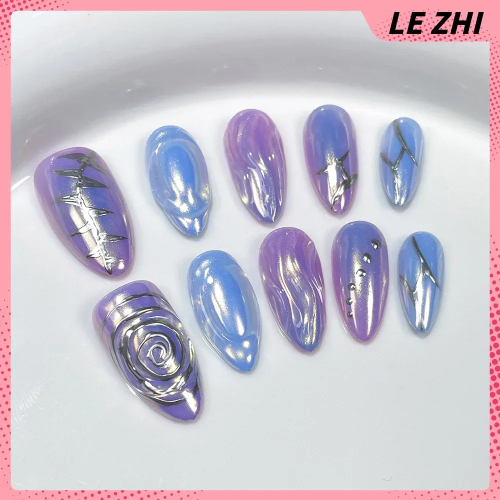 偽の爪を押す,アーモンドの弓,オーロラパウダー,クマ,蝶,夏,魔法の鏡,ピンク,猫の目,パーティーステッカー