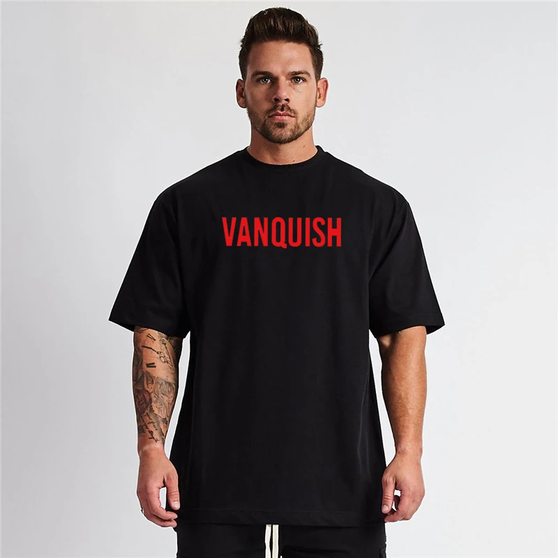 Loose casual men's T-shirt Streetwear Cotton crew neck short sleeve T-shirt top Fashion printed fitness activewear men's wear