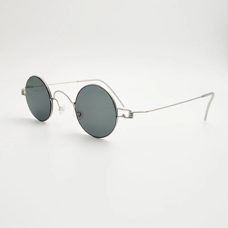 Handmade Metal Sunglasses Without Screws, Ultra Lightweight Glasses with Dark Gray, Brown, and Green Lenses, Round Sunglasses