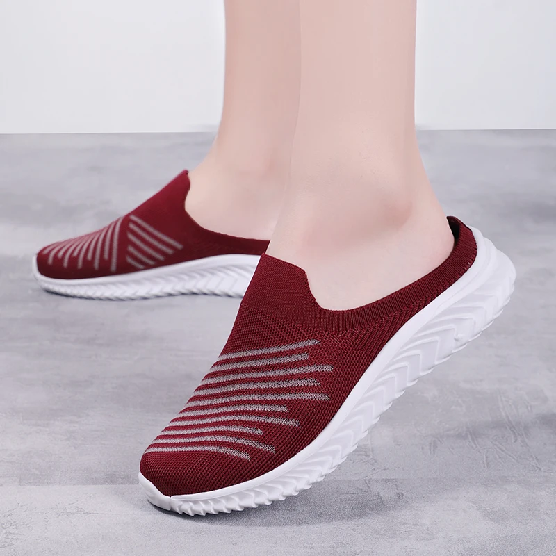 STRONGSHEN Women Slippers Mesh Sandals Women Casual Shoes Zapatillas De Mujer Lightweight Half Slippers Ladies Walking Shoes