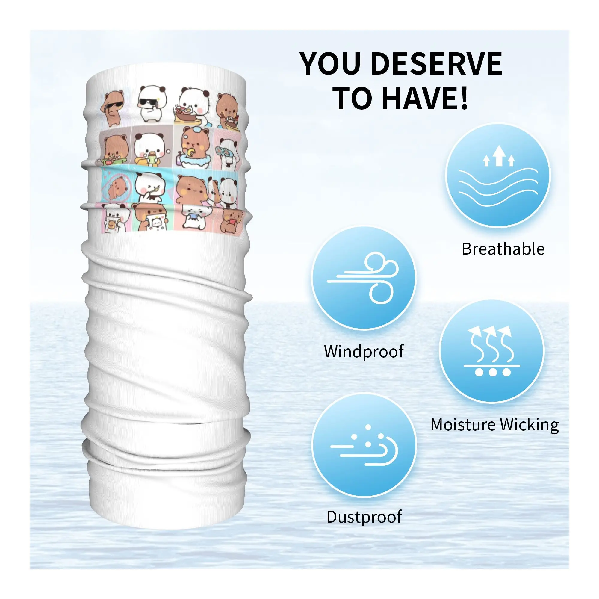 ブブ・ドゥドゥ パンダベア ハグス ラブ バンダナ ネックゲイター ラップ スカーフ 多用途 ヘッドウェア ハイキング 釣り メンズ レディース 大人 冬