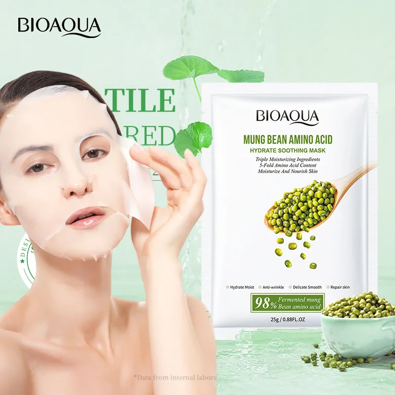 

Korean Mung Bean Amino Acid Face Mask For All Skin Types Hydrating Soothing Sheet Mask Deep Moisturizing Pore Care
