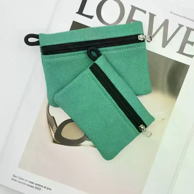 Canvas Mini Coin Purse Simple Zipper Solid Color Key Money Storage Pouch For Women Men Kids Cute Wallet