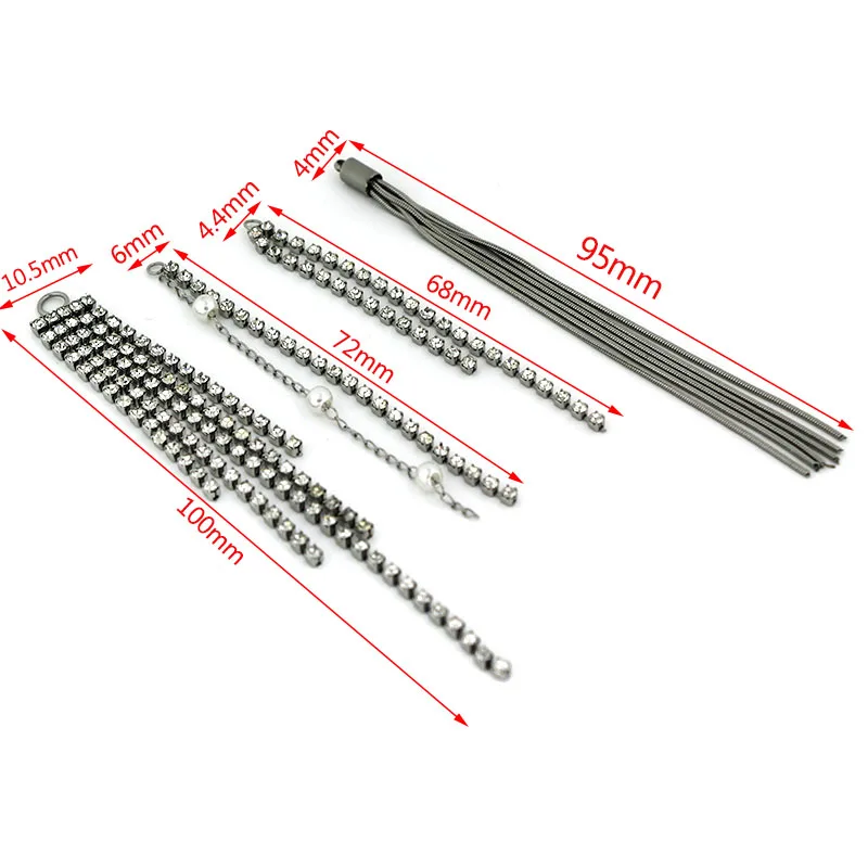 2pcs Stainless Steel Rhinestone Chain Tassel Pendant Earrings Accessories DIY Necklace Jewelry Making Materials Wholesale view 3