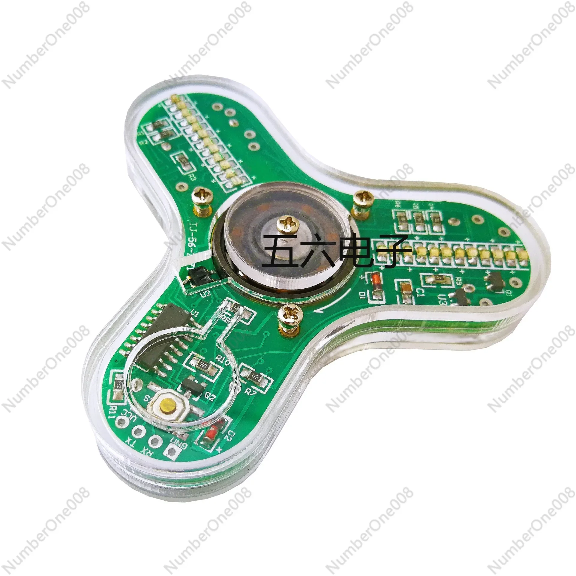 LED Three-Blade Fidget Spinner DIY Kit Transparent Acrylic Shell Soldering Circuit Board Electronic Training Parts TJ-56-271A