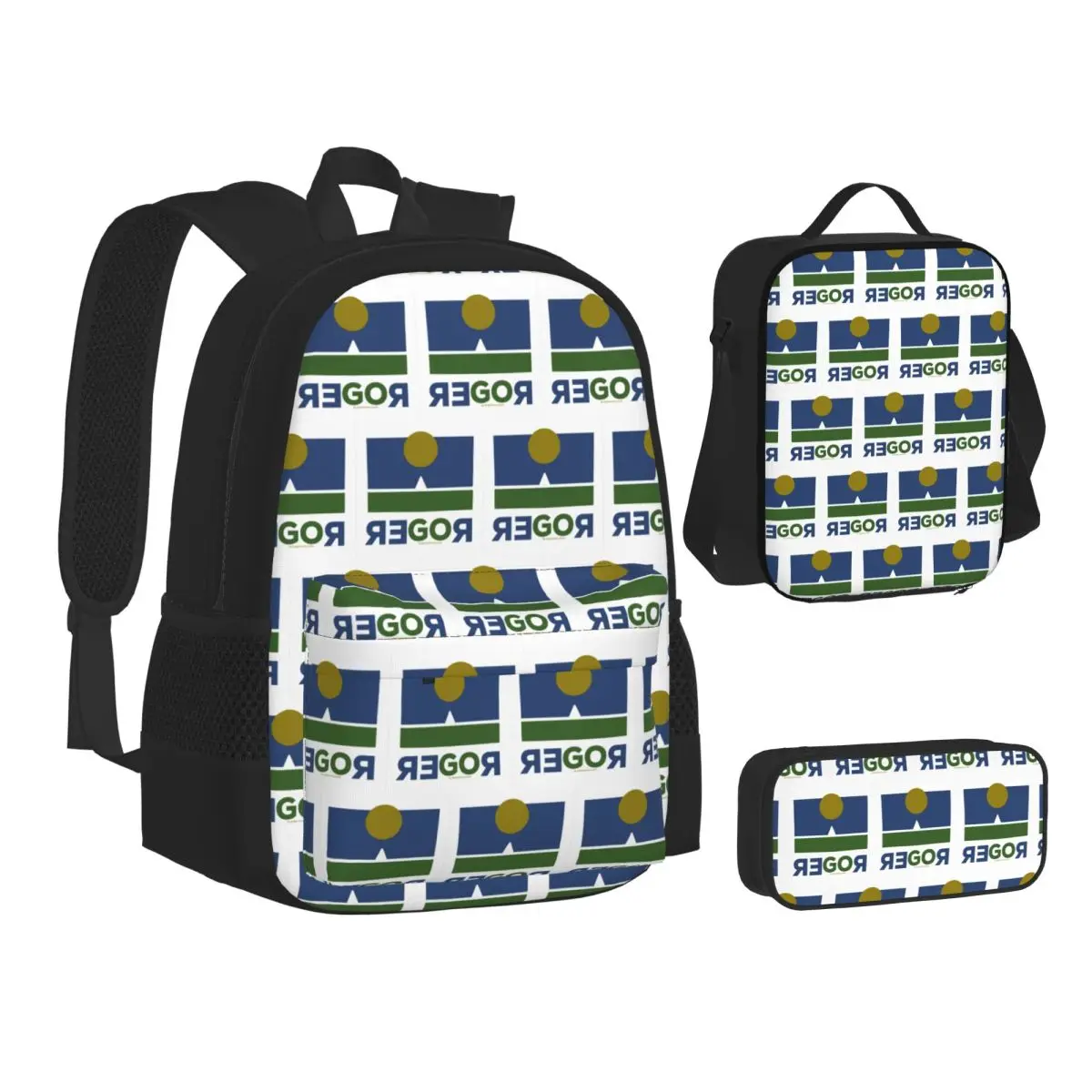 

Roger Federer Backpacks Boys Girls Bookbag Children School Bags Kids Rucksack Lunch Bag Pen Bag Three-Piece Set