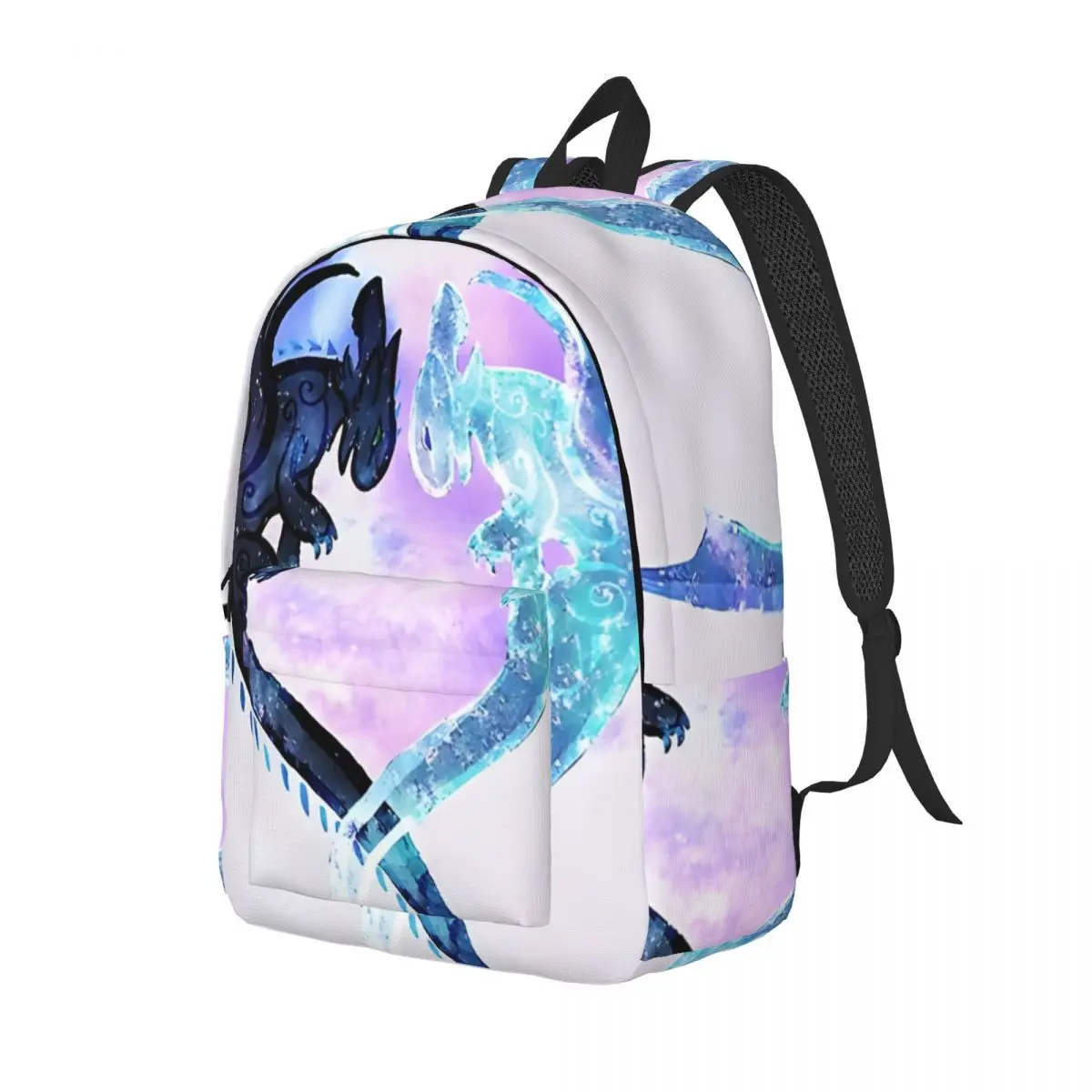 D-Dragon Heart Toothless And Light Fury Printed Lightweight Casual Schoolbag For School, Outdoor, Shopping, Office 15.7in 17.7in