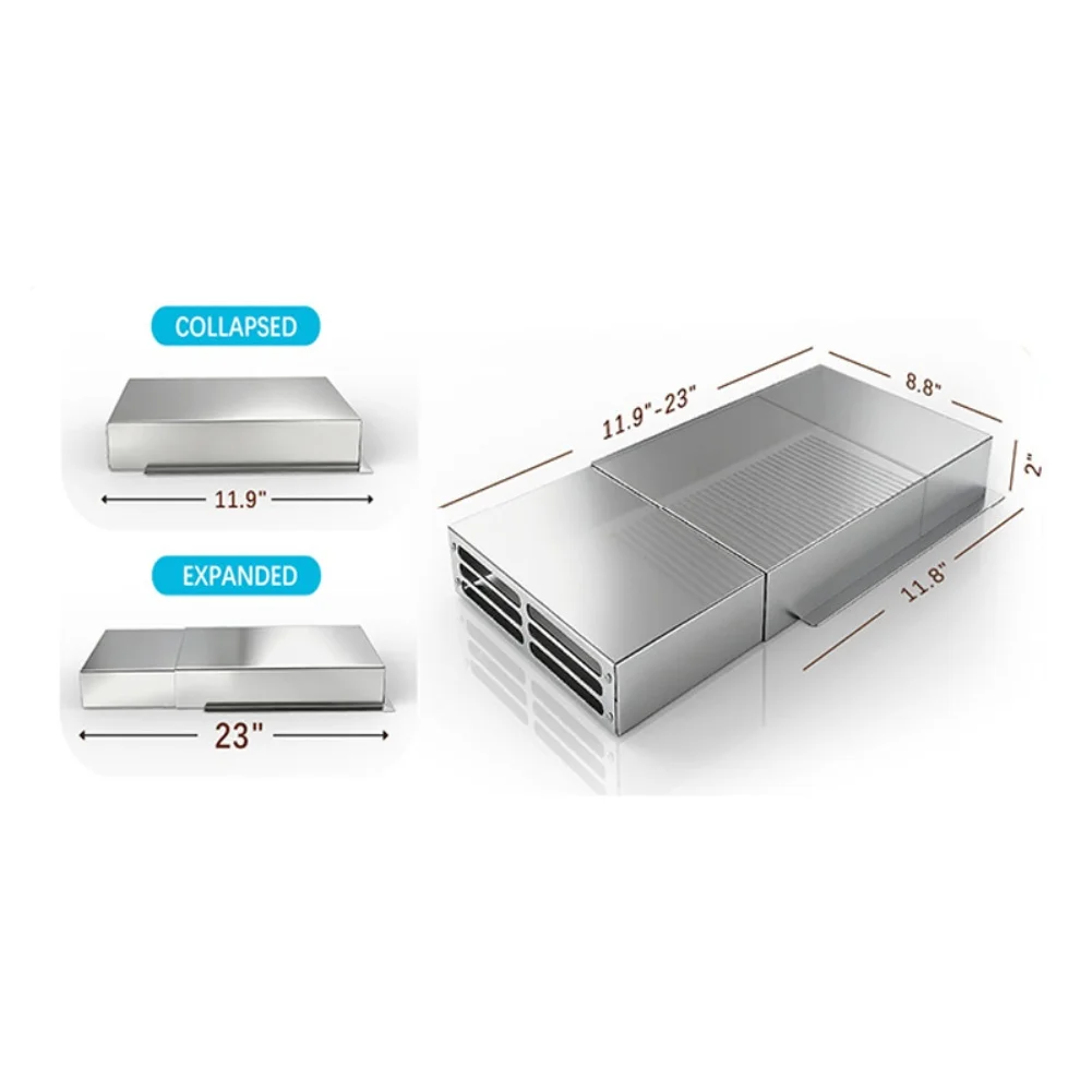 Side Vent Diverter Adjustable Vent Extender Tool-free Installation Design Sleek Modern Silver Finish 31*24*6cm