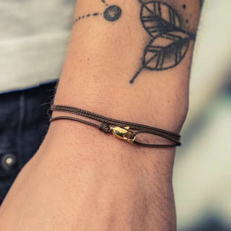 

2023 Trendy Layered Wax Rope Thread Bracelet Men Women Lobster Wrap Surfer String Bracelet For Men Jewelry Pulseras Hombre