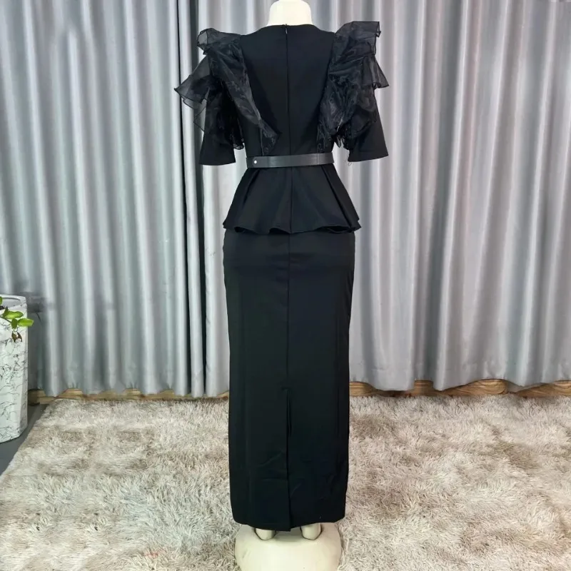 African Party Evening Wedding Dresses for Women 2026 Spring African Half Sleeve Diamond Polyester Long Maxi Dresses Outfits