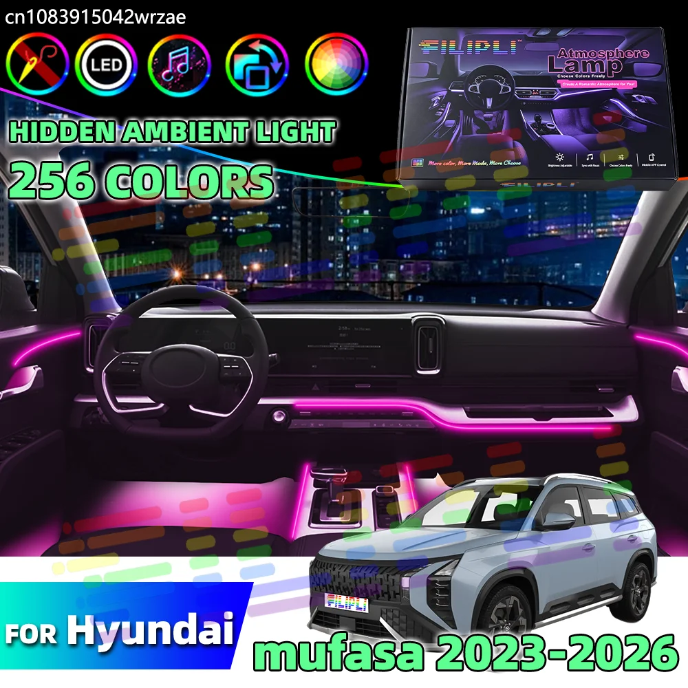 

For Hyundai mufasa 2023-2026 Themed Atmosphere Acrylic LED Neon Ambient Lights 64 RGB Car Interior Personalized Refit Kit