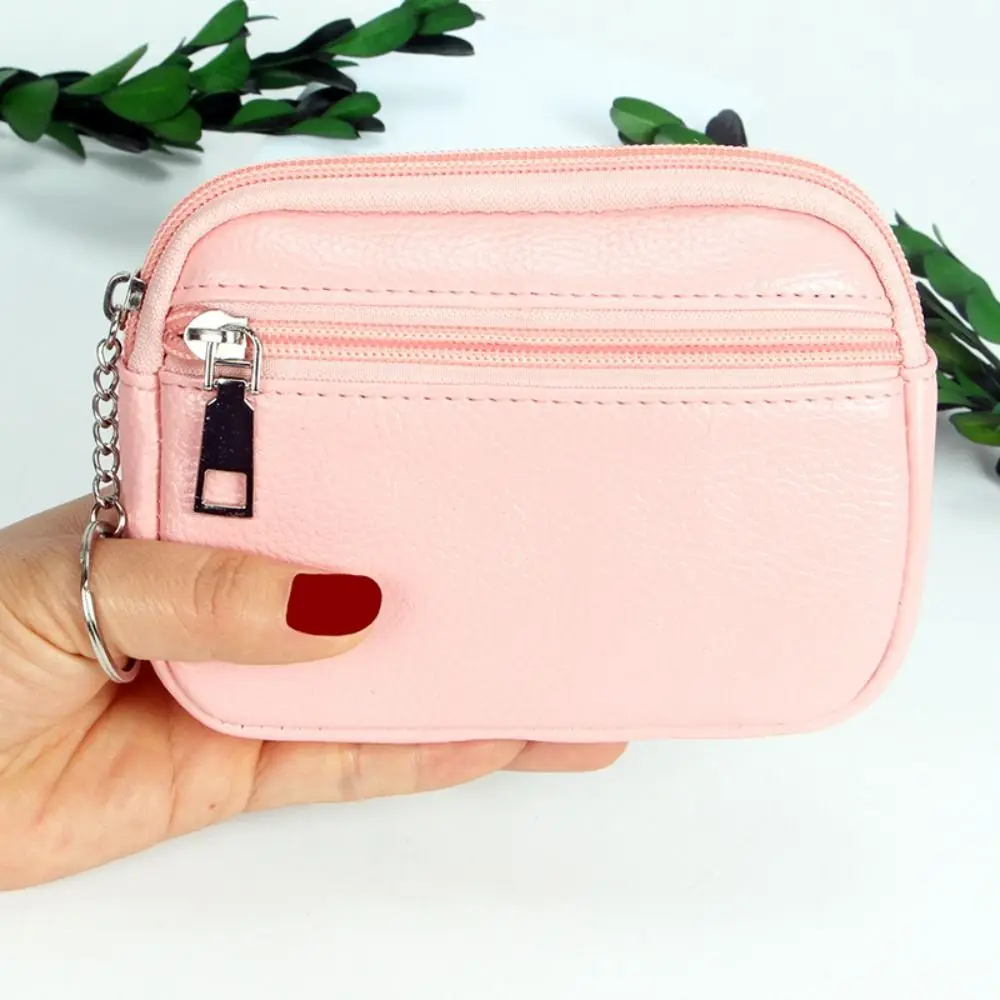 

New PU Leather Women Mini Wallet Fashion with Zipper Coin Purse Card Holder Keychain Wallet Bag Short Wallets