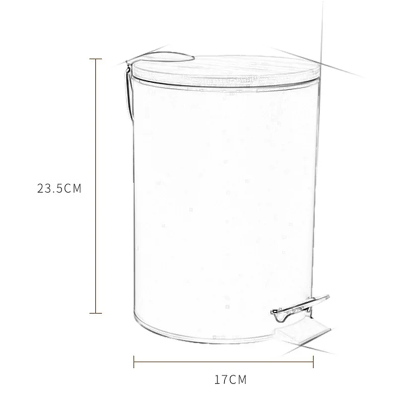 AY03-1 ピース 5L ラウンドフットゴミ箱白い家庭用ゴミ箱蓋付きキッチン、寝室、リビングルームに最適