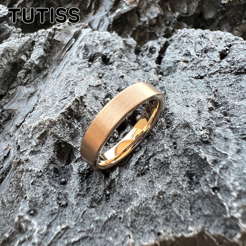 TUTISS 4mm Men Women Ring Flat Wedding Band Tungsten Gift Jewelry For Any Occasion Comfort Fit