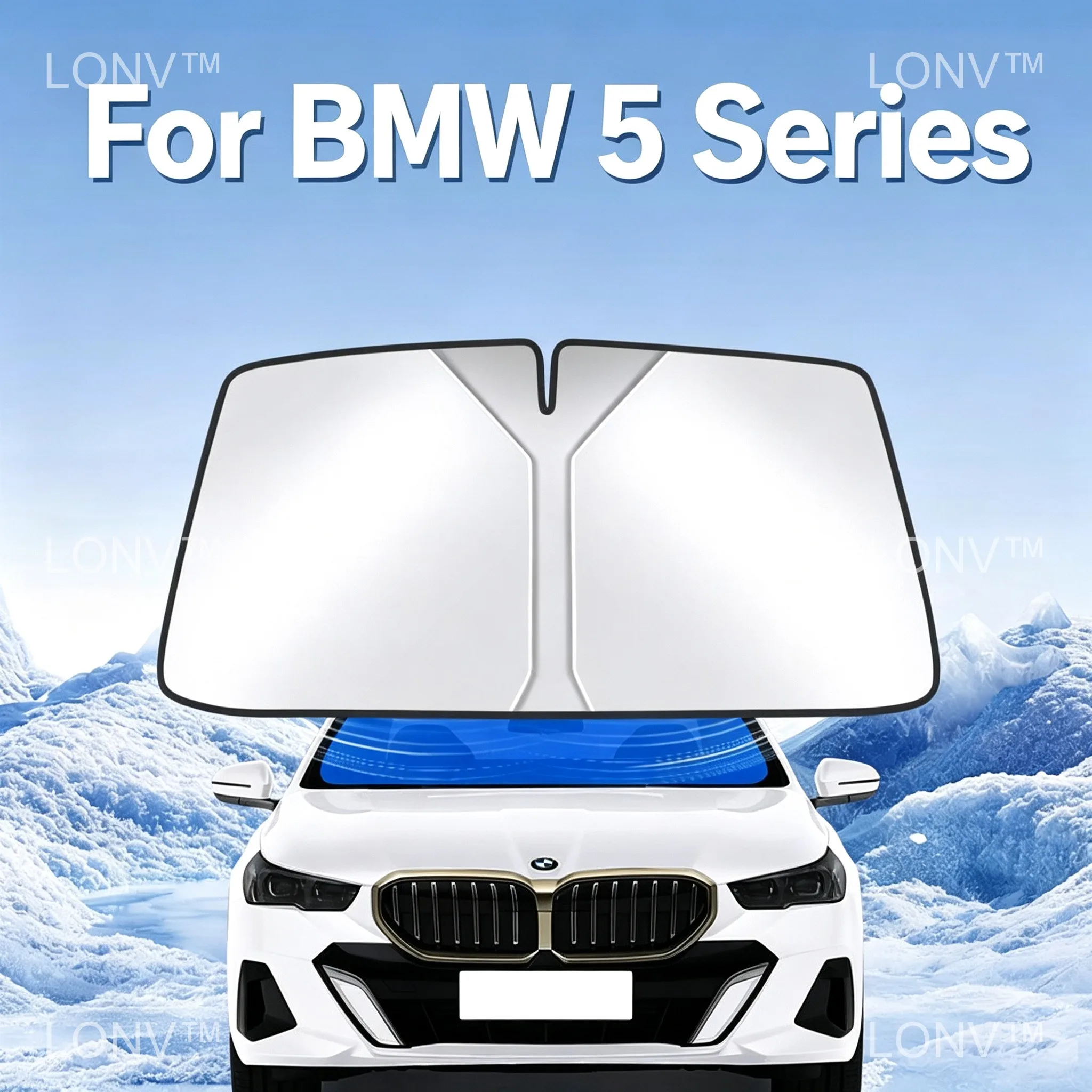 Für BMW 5er Serie 2024 2025 2026 2027 Auto-Sonnenschutz Frontscheibenabdeckung Faltbarer Auto-UV-Schutz Wärmeisolierungs-Zubehör