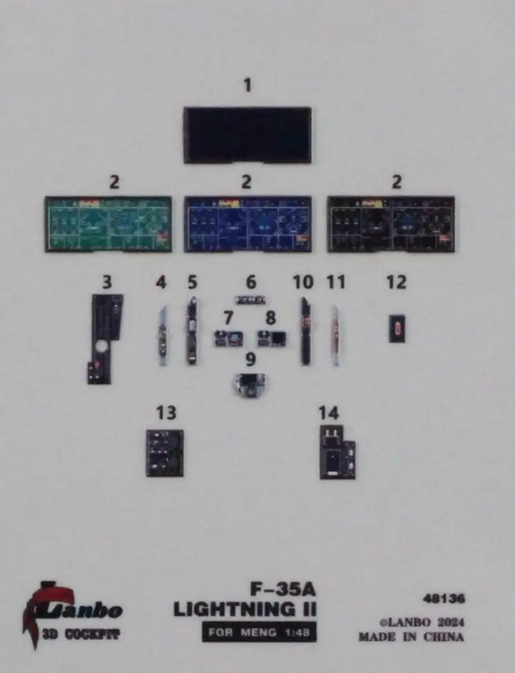 Lanbo Model 48136 1/48 3D Printed Color Cockpit For Meng LS-007 F-35A Lightning II