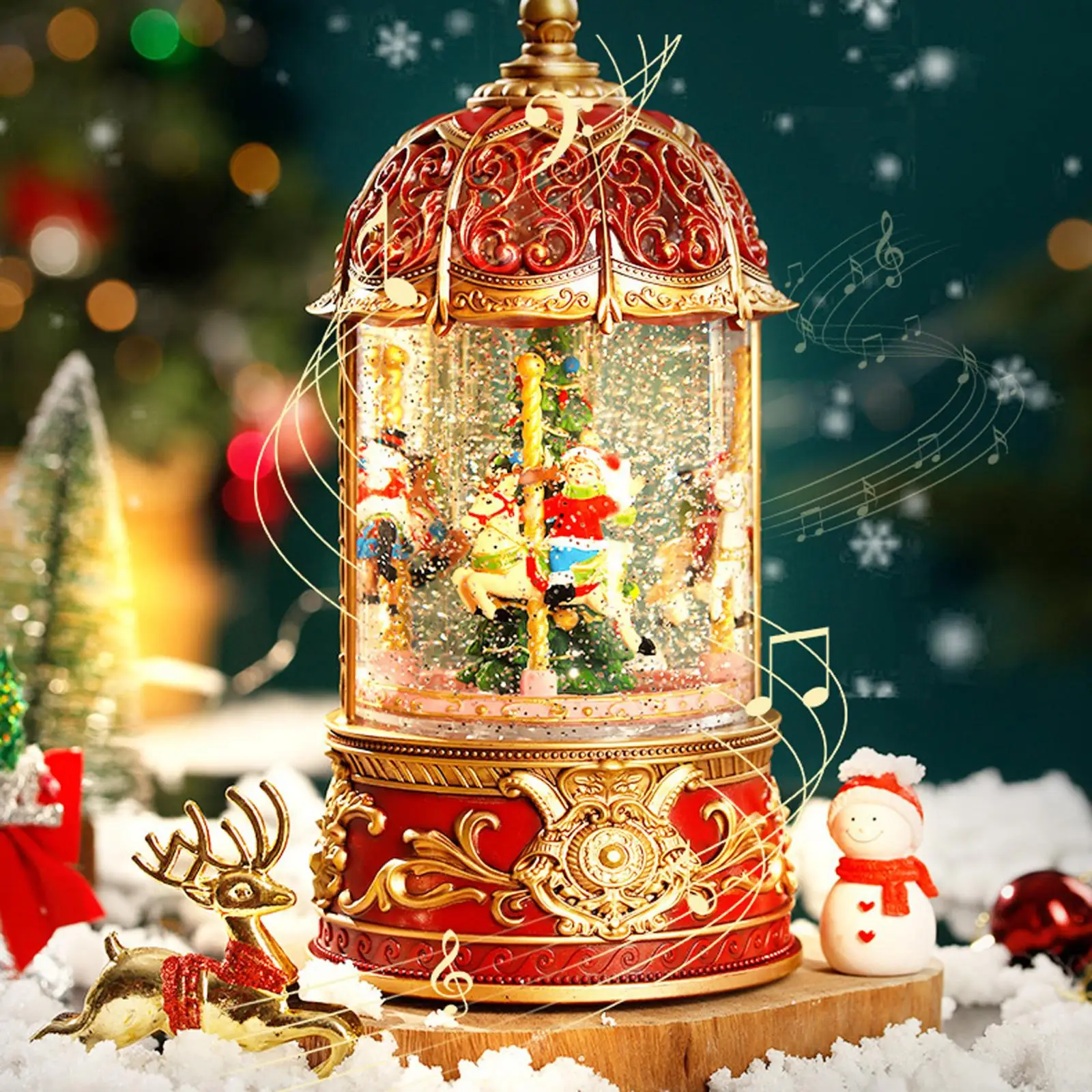 Christmas Lantern Music Box Desktop Birthday Rotatable Party Festival Christmas Musical Lantern for Home Holiday Decor