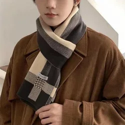 New Winter Men Scarf Keep Warm Scarf Casual Fashion Brand Designers Knit Neckerchief Patchwork Wool Cashmere Scarf Shawl Wrap