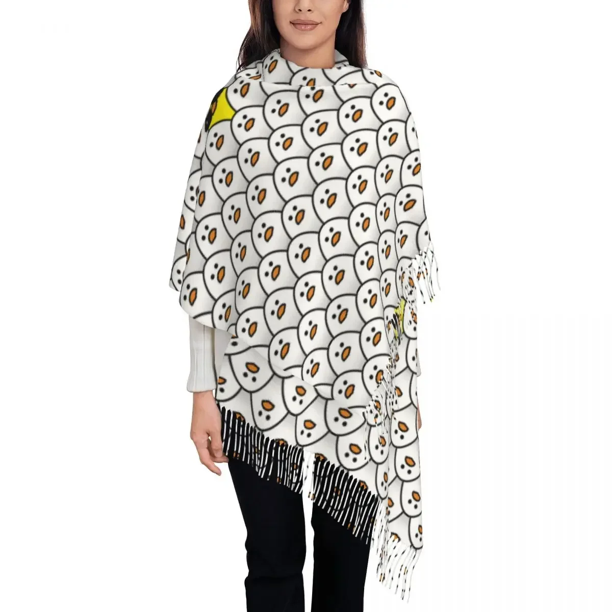 Bufanda de pato de goma clásica blanca con estampado personalizado, bufandas cálidas de invierno para hombres y mujeres, chal