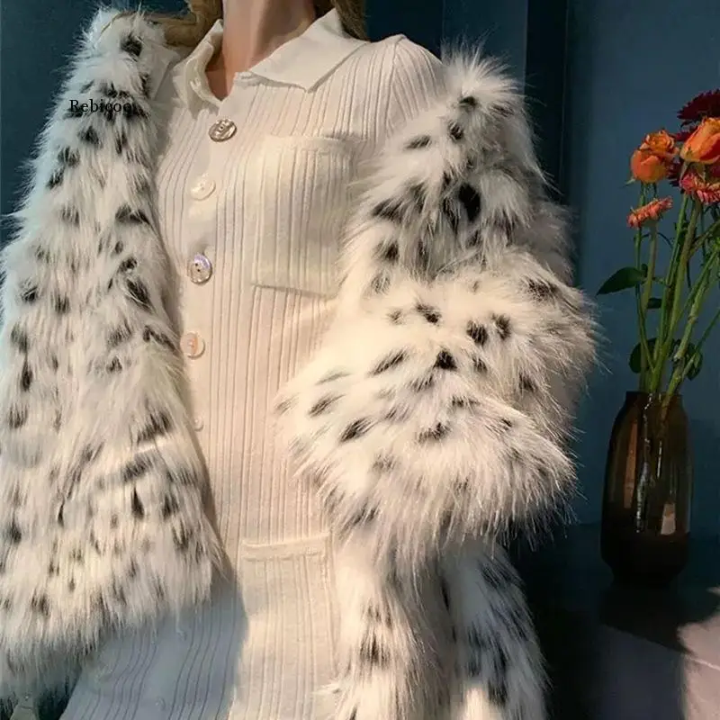 2022 Autumn and Winter New Fox Fur Coat Women's Mid-length Young Fashion Spotted Leopard Coat