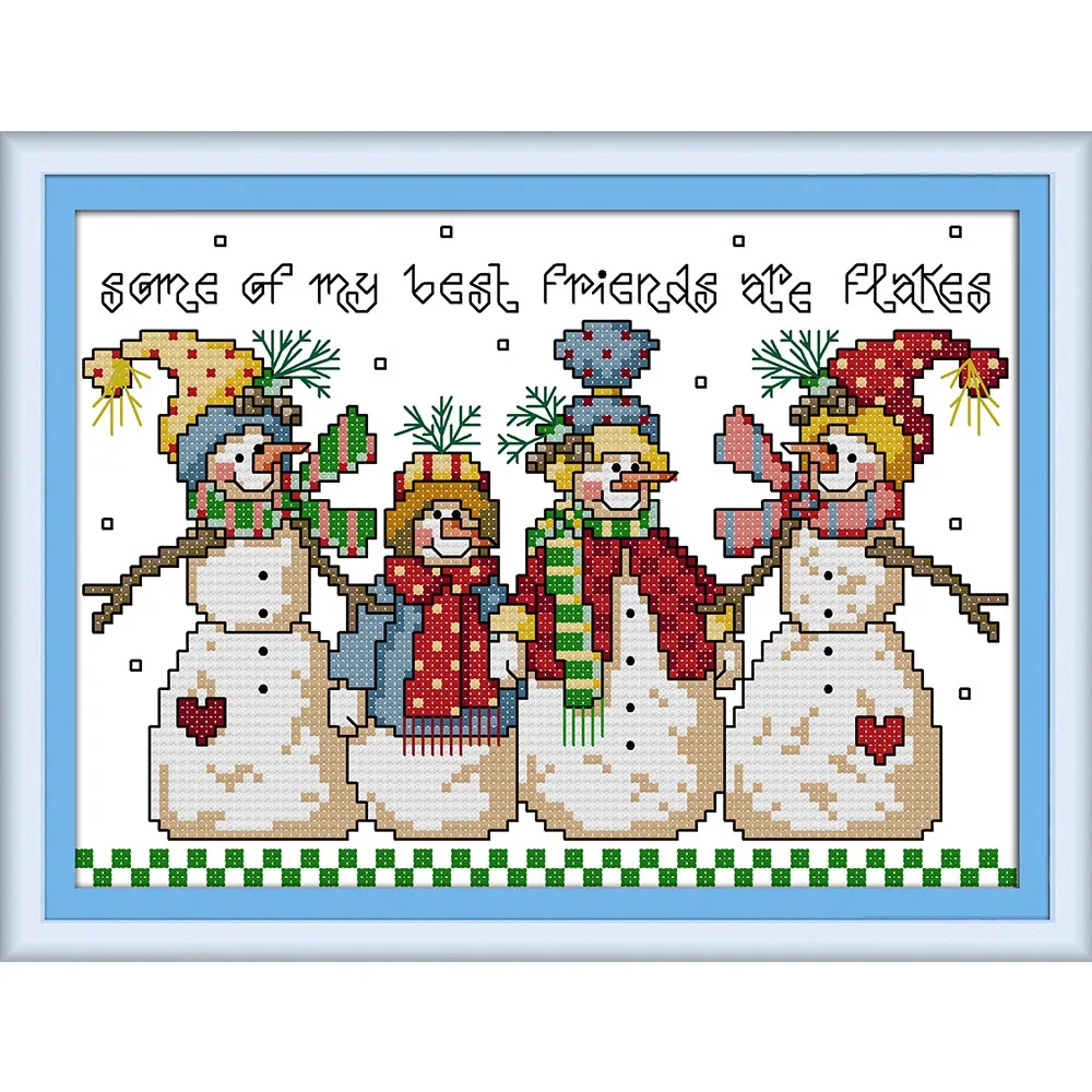 

Joy Sunday New Stamped Cross Stitch Ki,11CT/14CT/16CTDIY Easy Pattern Aida Fabric Embroidery Set-Snowman