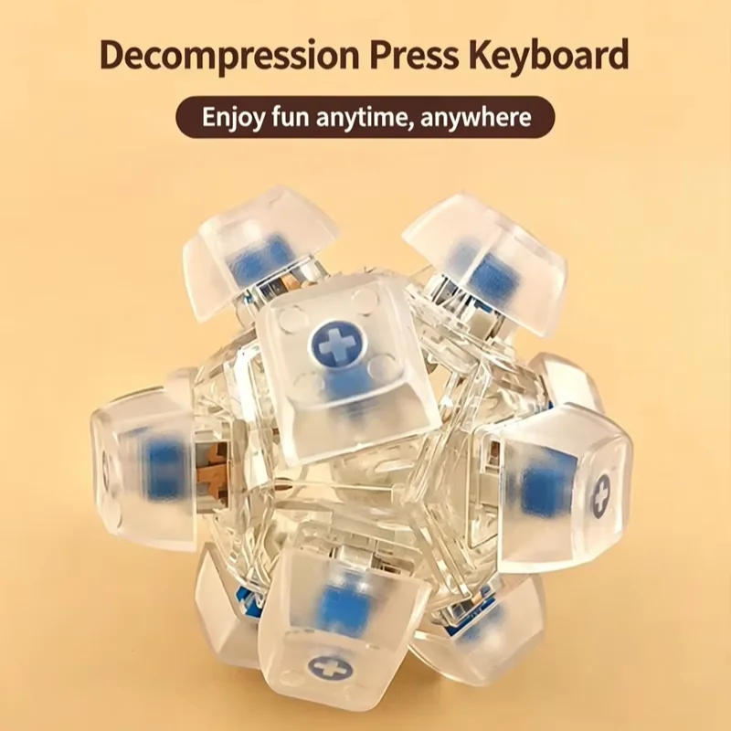 New 12 Keys Magic Ball Fidget Keychain Keys Button DIY Keyboard Finger Keyboard Cap Keycap Pass The Time Clicker Toy Adult