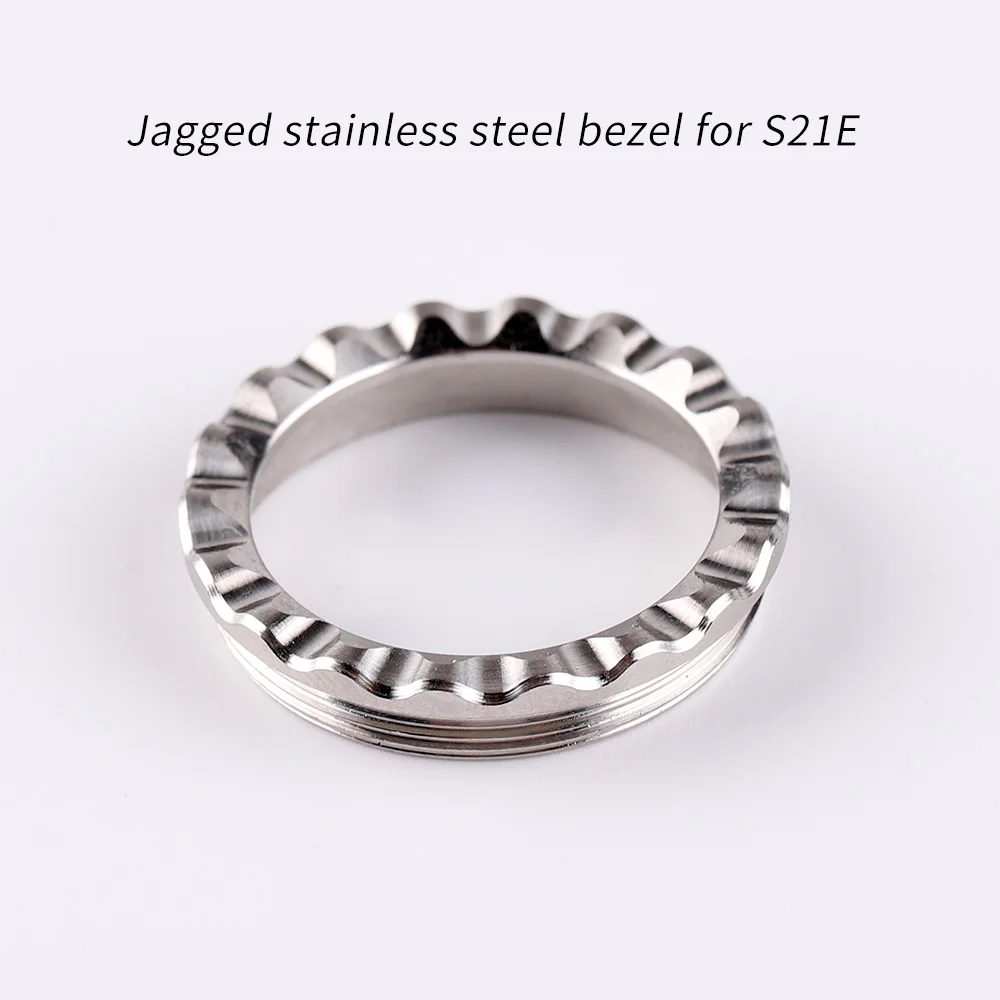 Jagged stainless steel bezel for Convoy S21E S21B flashlight