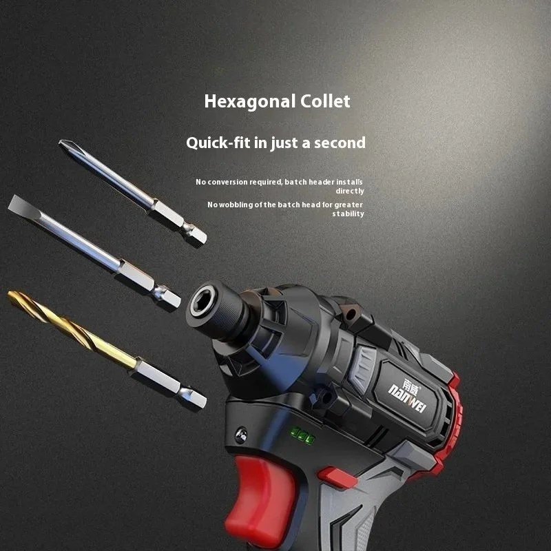 NANWEI Brushless Lithium‑ion Impact Screwdriver Home Electric Screwdriver Multifunction Portable Tough Rechargeable Screwdriver