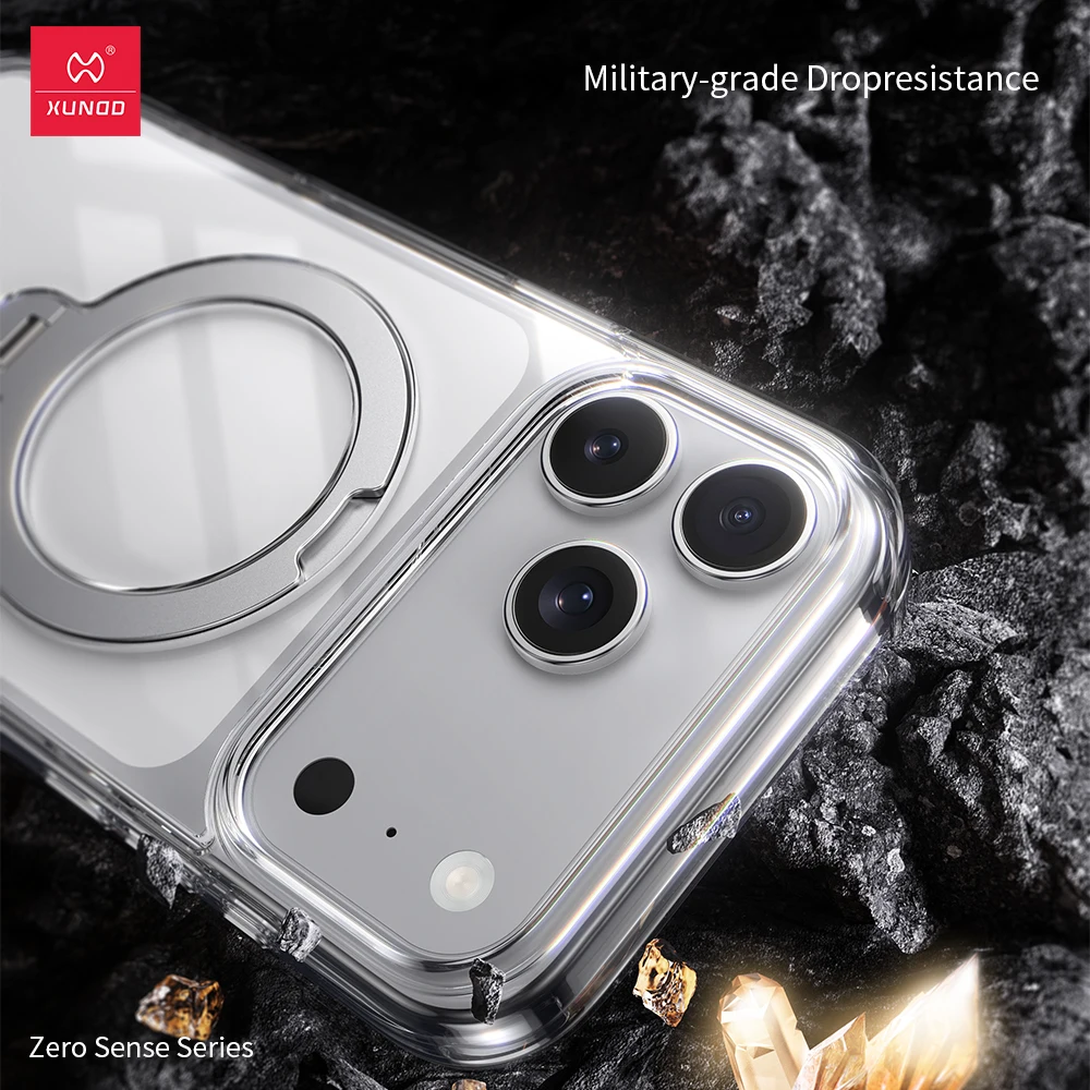 Xundd For iPhone 17 Pro/iPhone 17 Pro Max Case with Magnetic Invisible Stand Anti-Yellowing Clear Phone Case for iPhone 17