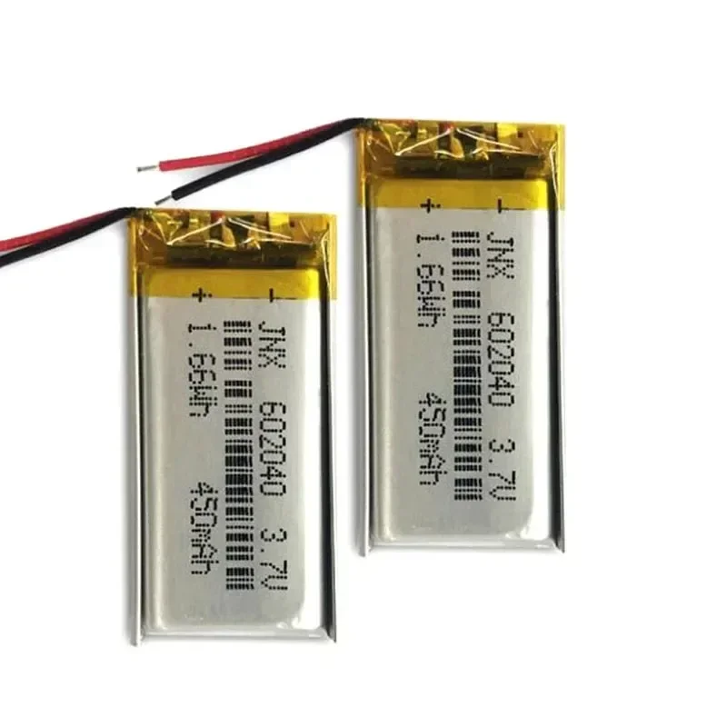 602040 Polymer 450mAhBattery Li Po 3.7V Lithium Battery DVR GPS Driving Recorder Bluetooth Headset Mp3/mp4 Rechargeable Battery